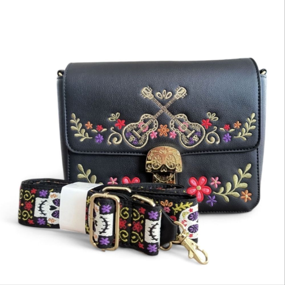 Disney Pixar Coco Black Floral Crossbody Bag